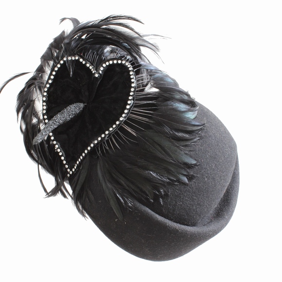 Jack McConnell Hat Wool & Feather Clochette Vintage Fascinator Designer HTF Rare main image 4